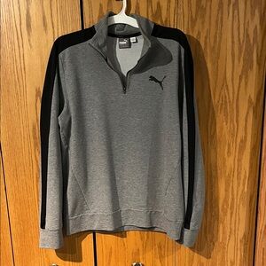 Puma Men's Zip-Up Sweater in Gray and Black